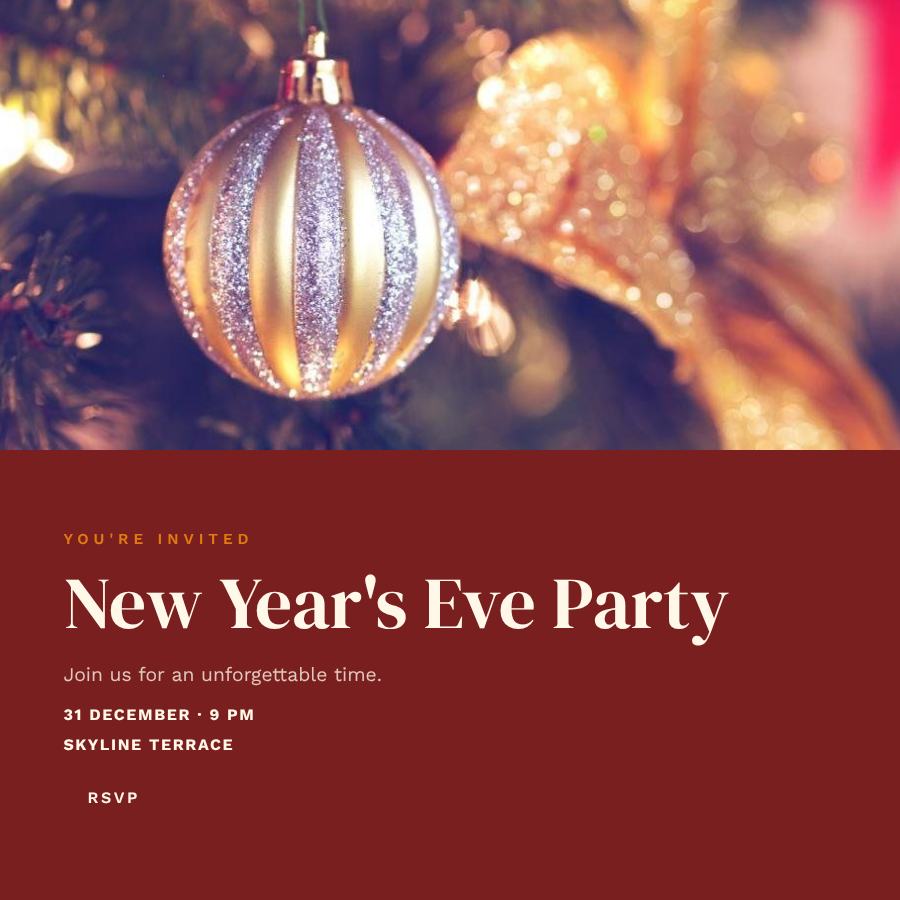 Saffron New Year's Eve Party Post — editable events template