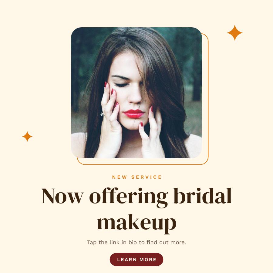 Saffron Now offering bridal makeup Announcement Post — editable social media template