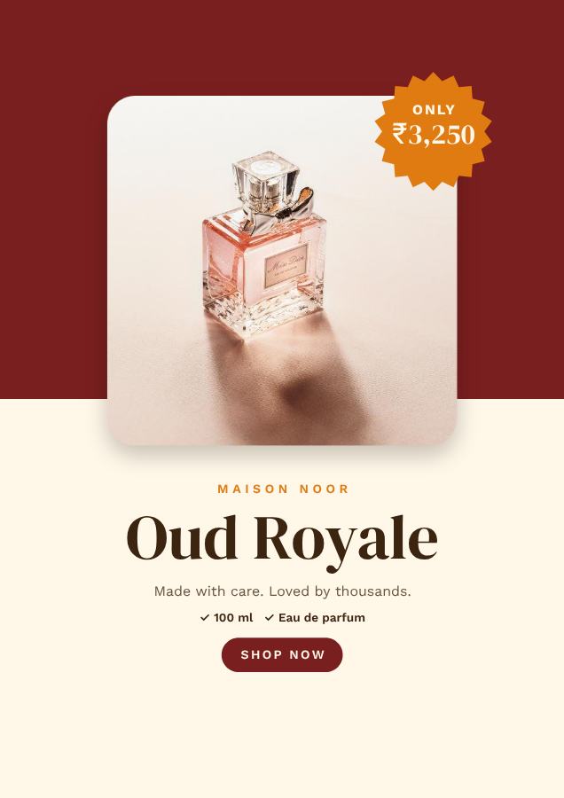 Saffron Oud Royale Product Ad — editable marketing template