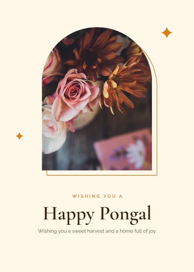 Saffron Pongal Greeting Card — editable festivals template