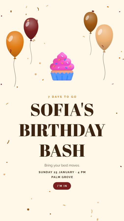 Saffron Sofia Birthday Bash Story — editable birthday template
