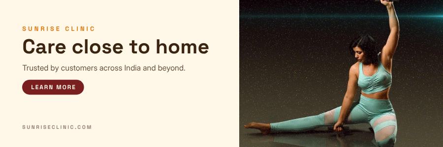Saffron Sunrise Clinic Website Banner — editable marketing template