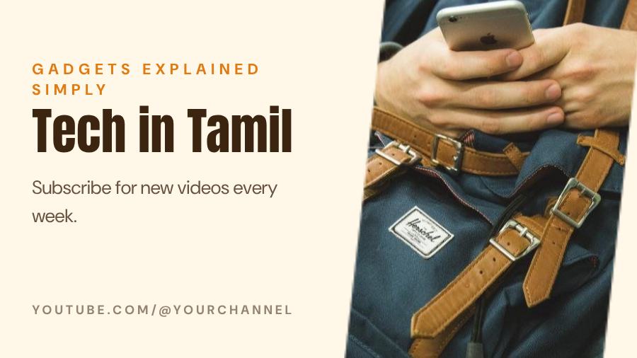 Saffron Tech in Tamil YouTube Channel Banner — editable social media template