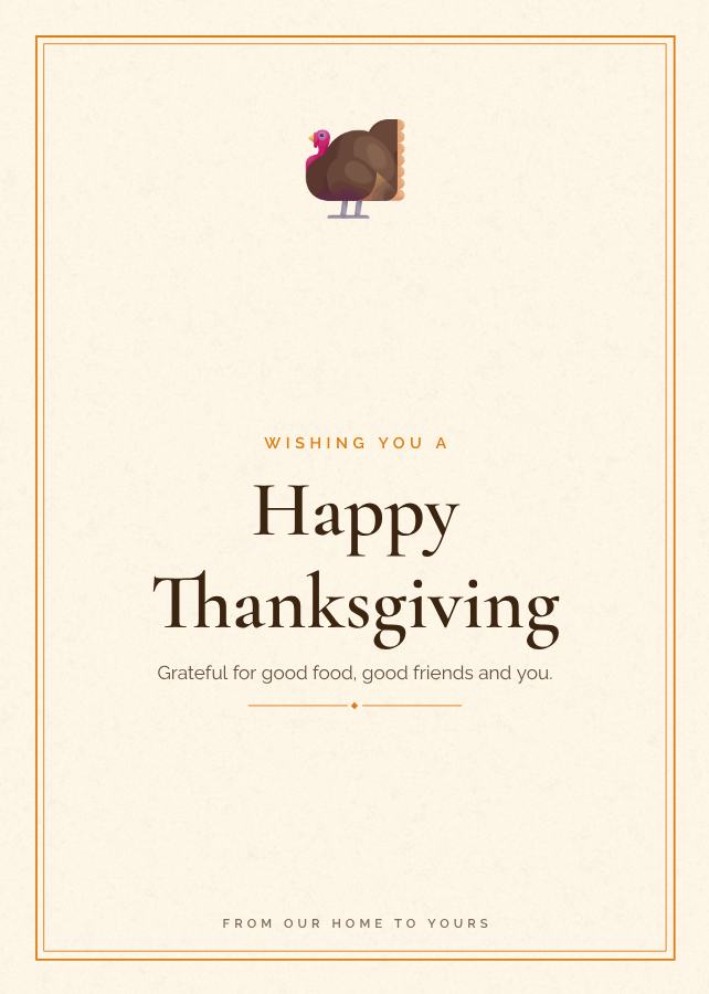 Saffron Thanksgiving Greeting Card — editable festivals template
