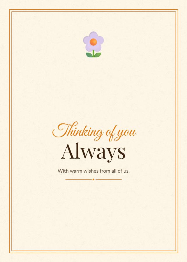 Saffron Thinking of you always Card III — editable cards template