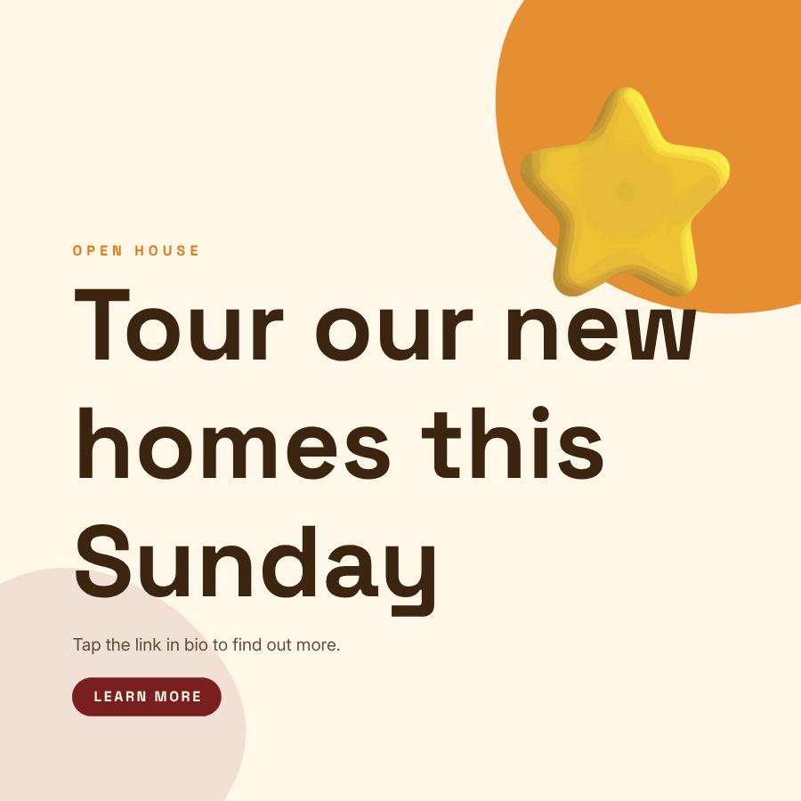 Saffron Tour our new homes this Sunday Announcement Post — editable social media template