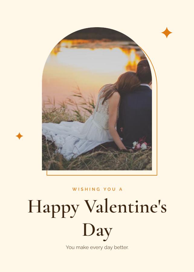 Saffron Valentine's Day Greeting Card — editable festivals template