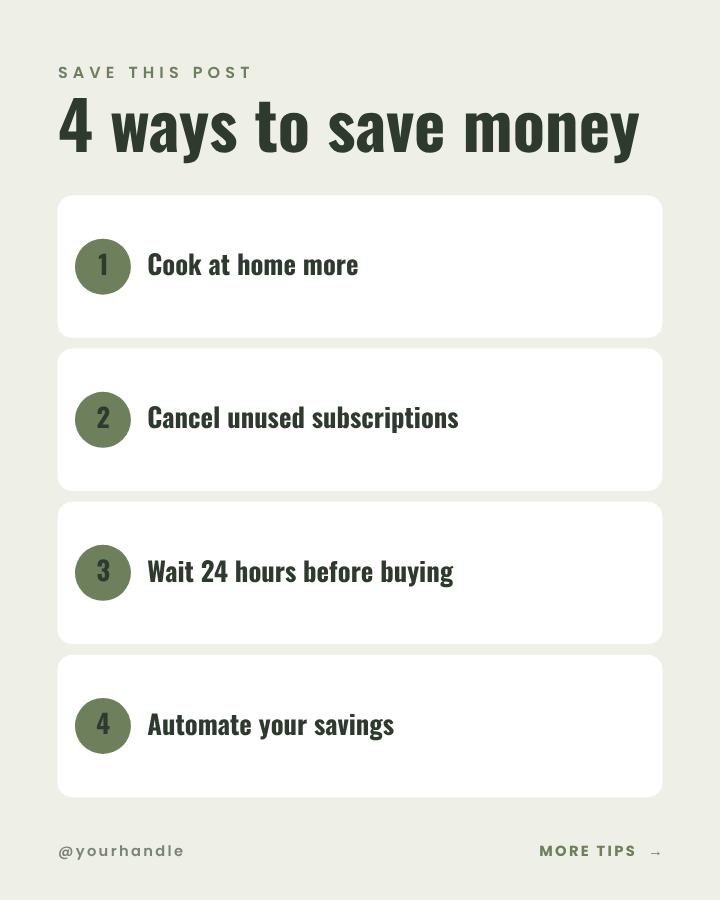 Sage 4 ways to save money Tips Post — editable social media template