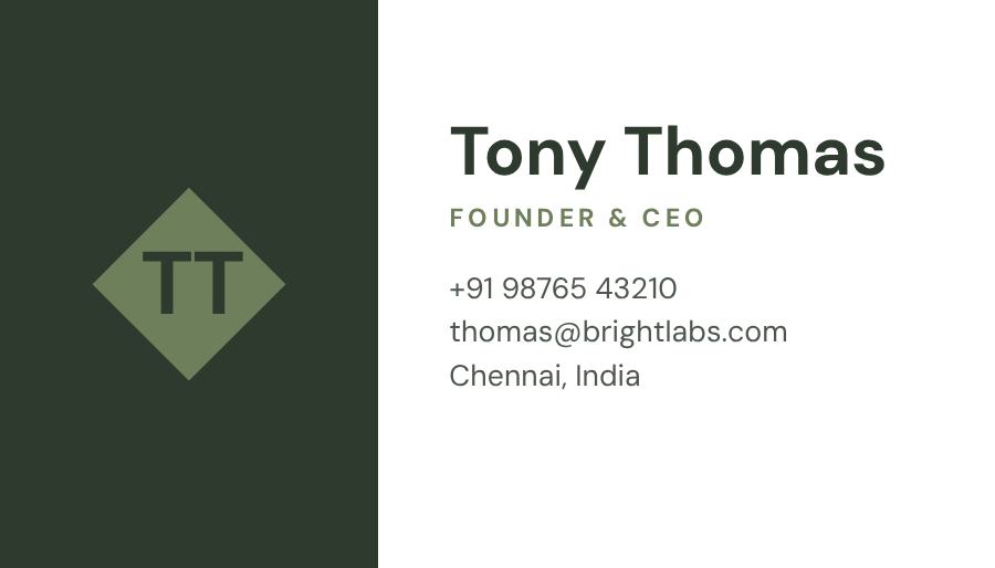 Sage Bright Labs Split Business Card — editable business template
