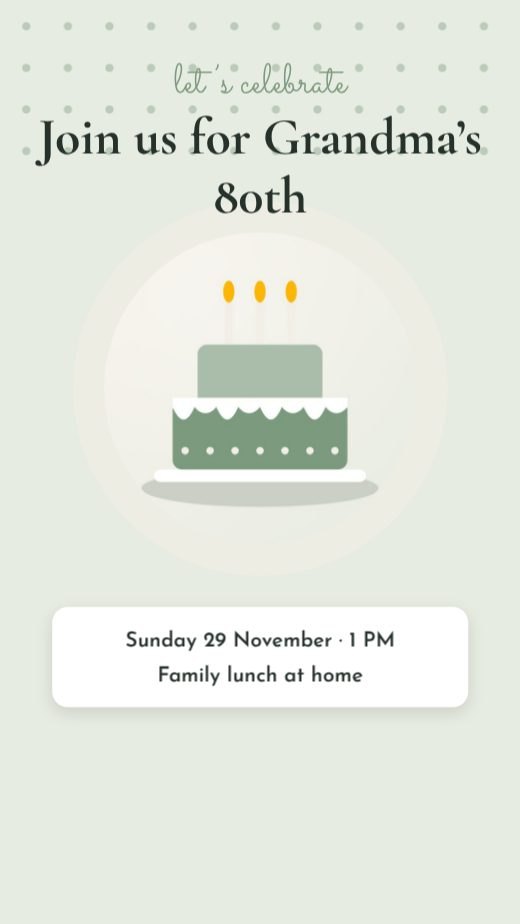 Sage Cake Celebration Story template