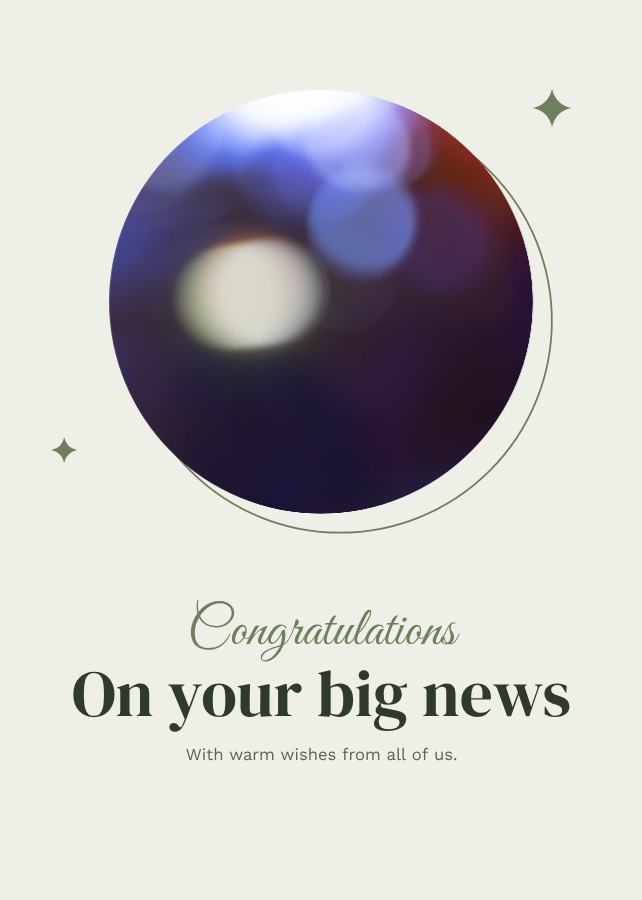 Sage Congratulations on your big news Card II — editable cards template