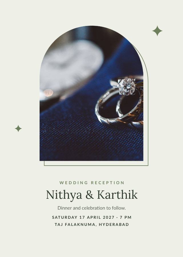 Sage Frame Nithya and Karthik Reception Invite — editable wedding template