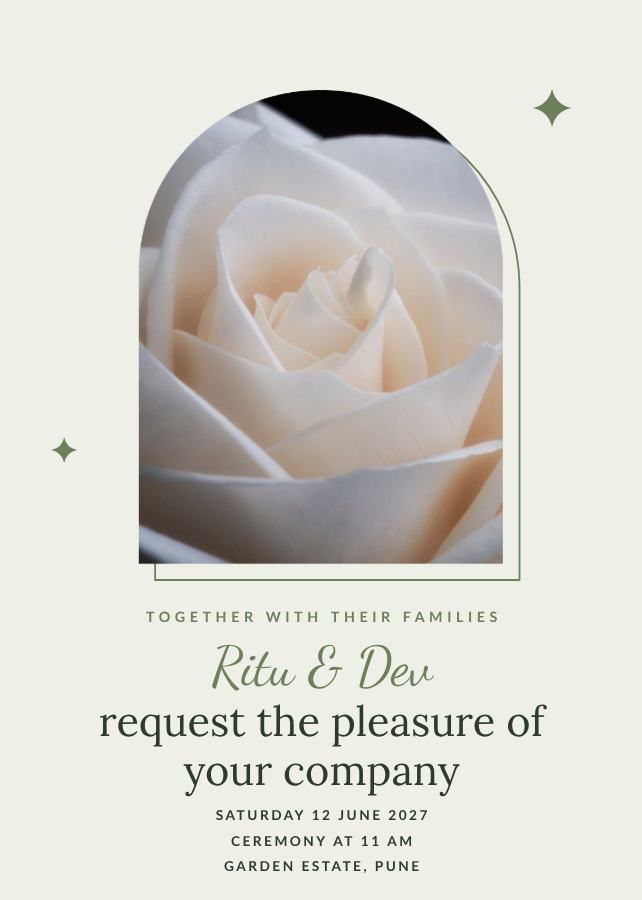Sage Frame Ritu and Dev Wedding Invitation — editable wedding template
