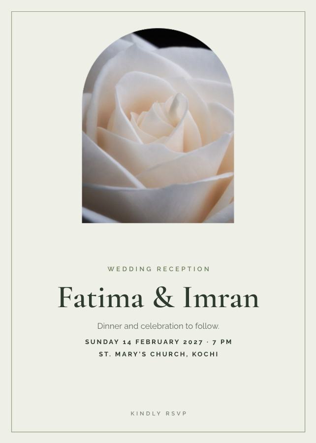 Sage Framed Fatima and Imran Reception Invite — editable wedding template