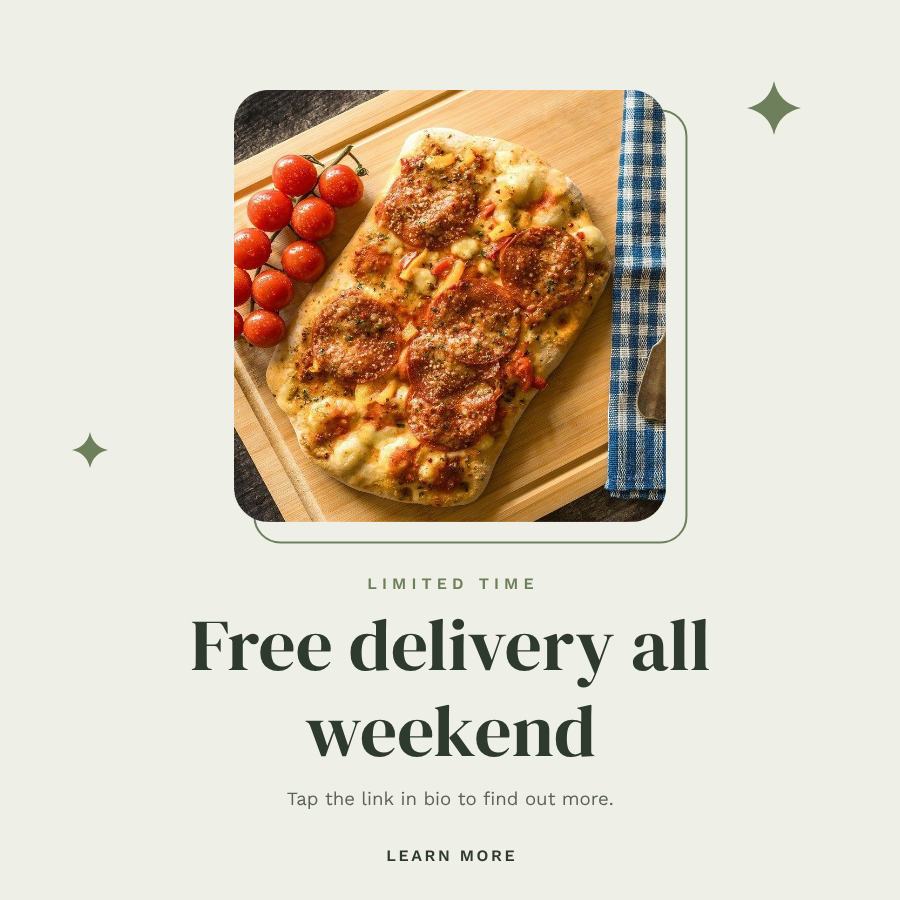 Sage Free delivery all weekend Announcement Post — editable social media template