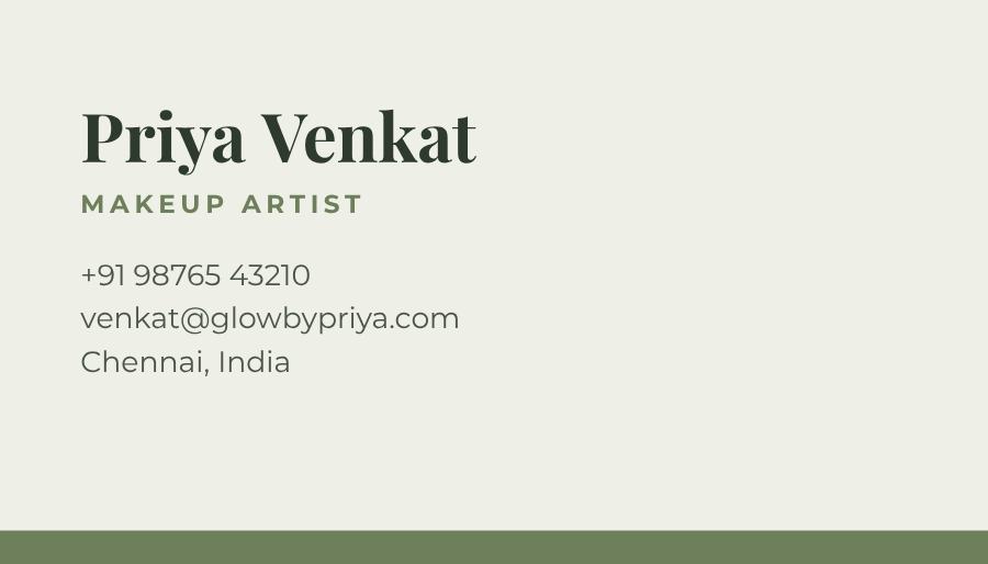 Sage Glow by Priya Minimal Business Card — editable business template