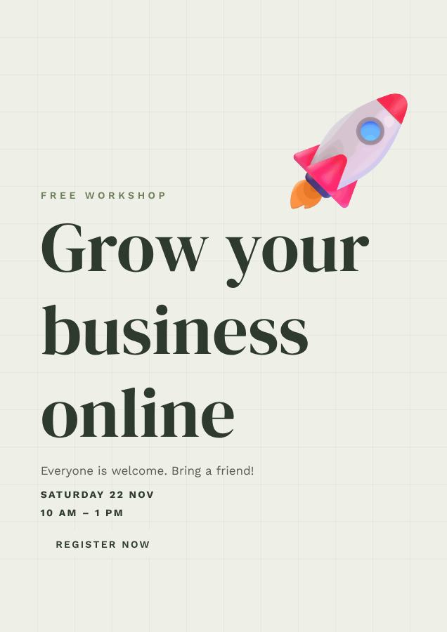 Sage Grow your business online Poster — editable marketing template