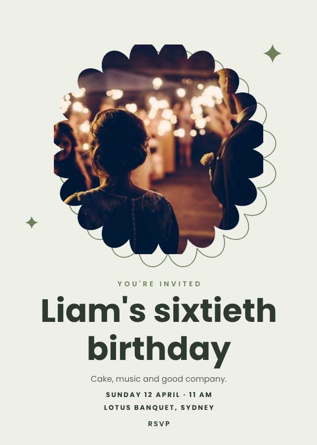 Sage Liam's Sixty Birthday Invitation — editable birthday template