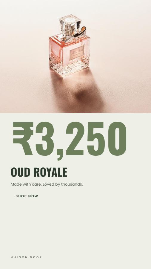 Sage Oud Royale Product Ad — editable marketing template