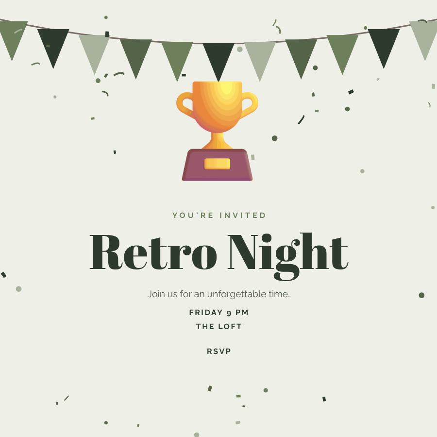 Sage Retro Night Post — editable events template