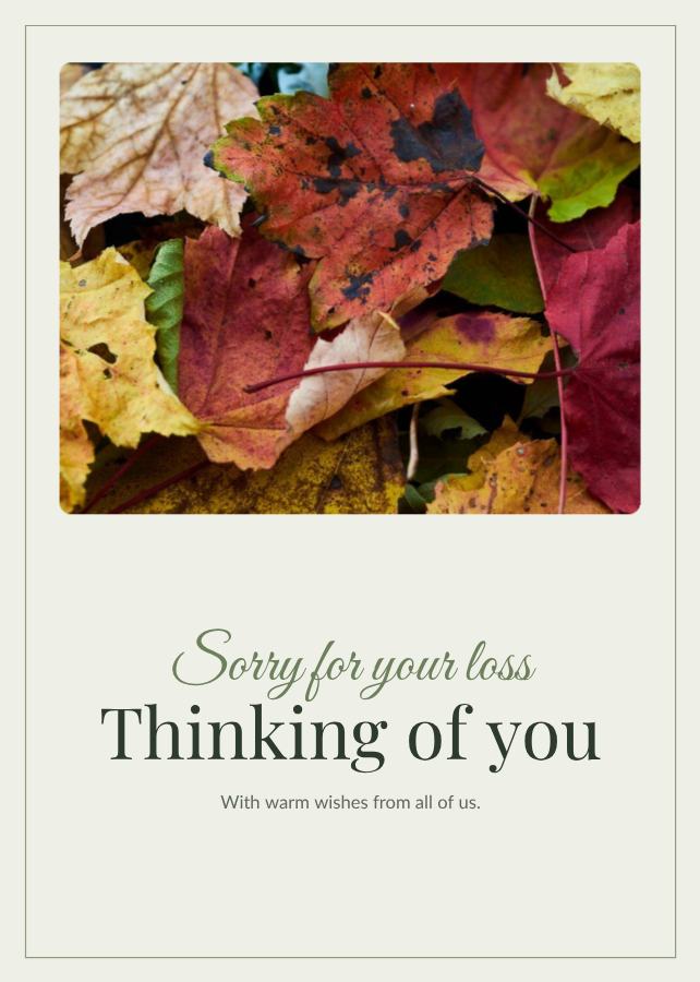 Sage Sorry for your loss thinking of you Card VII — editable cards template