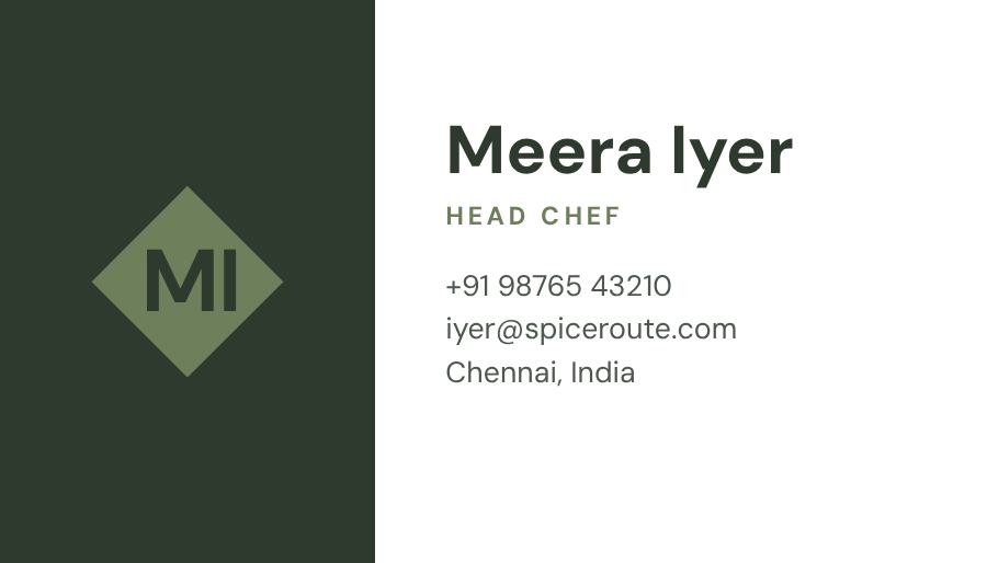Sage Spice Route Split Business Card — editable business template