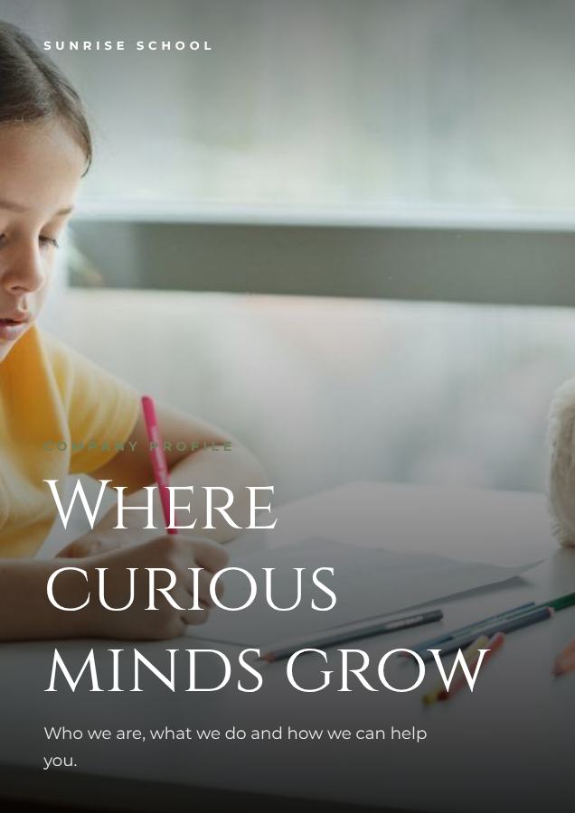 Sage Sunrise School Brochure Classic — editable business template