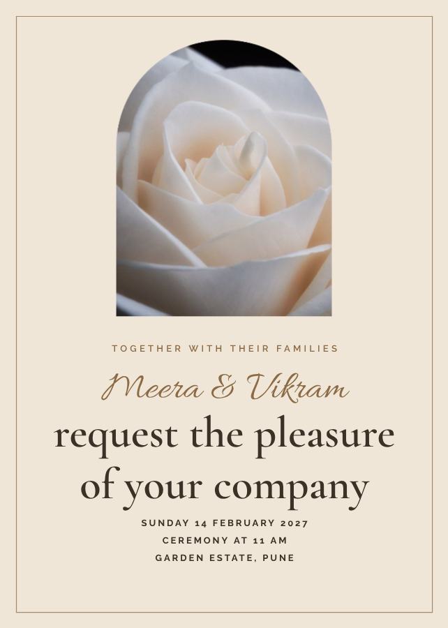 Sand Classic Meera and Vikram Wedding Invitation — editable wedding template