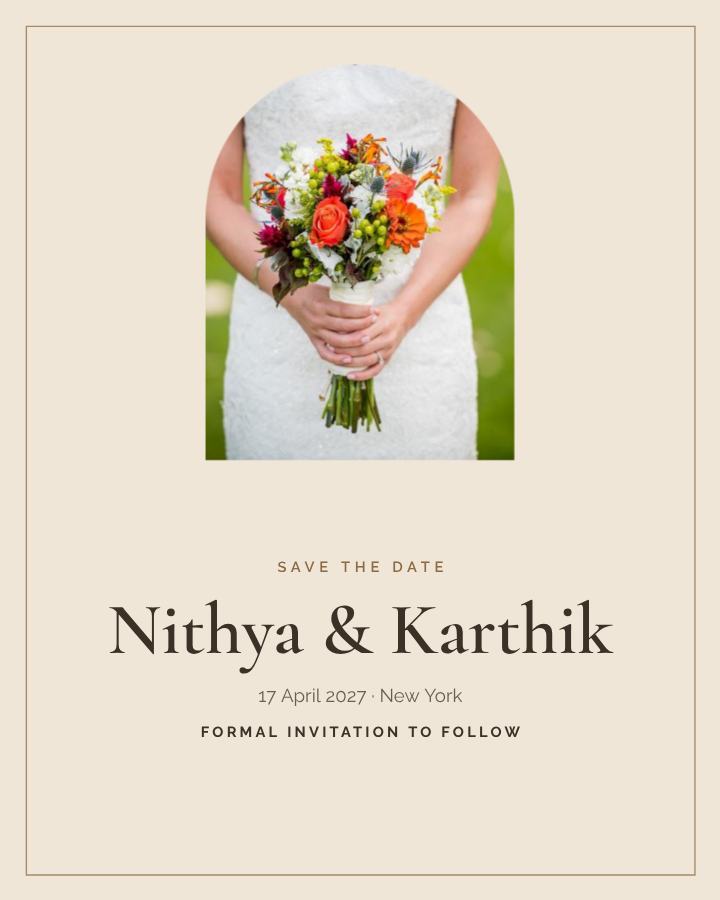 Sand Classic Nithya and Karthik Save the Date — editable wedding template