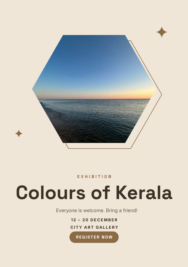 Sand Colours of Kerala Poster — editable marketing template