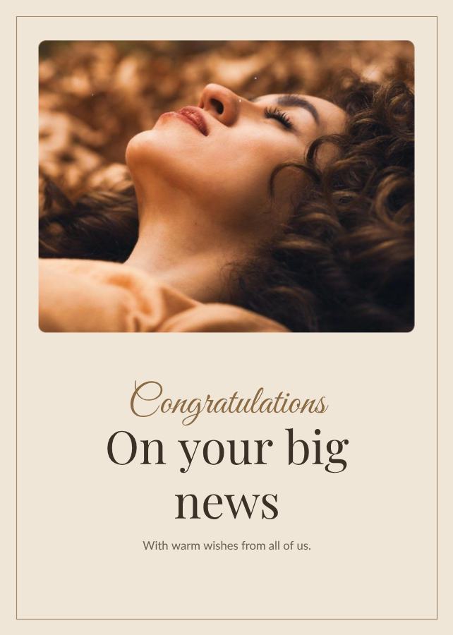 Sand Congratulations on your big news Card IX — editable cards template