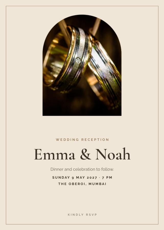Sand Emma and Noah Reception Invite — editable wedding template