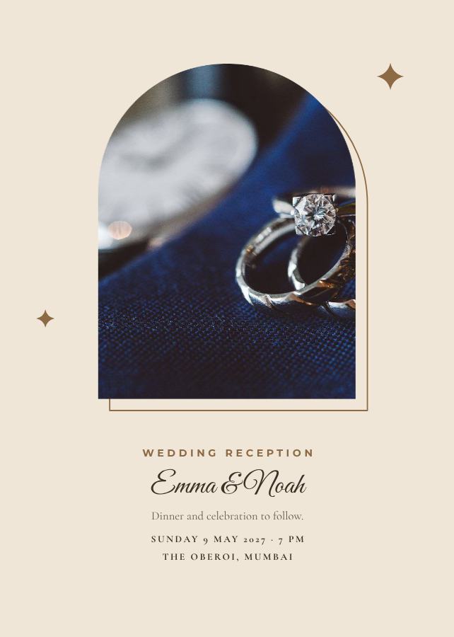 Sand Frame Emma and Noah Reception Invite — editable wedding template