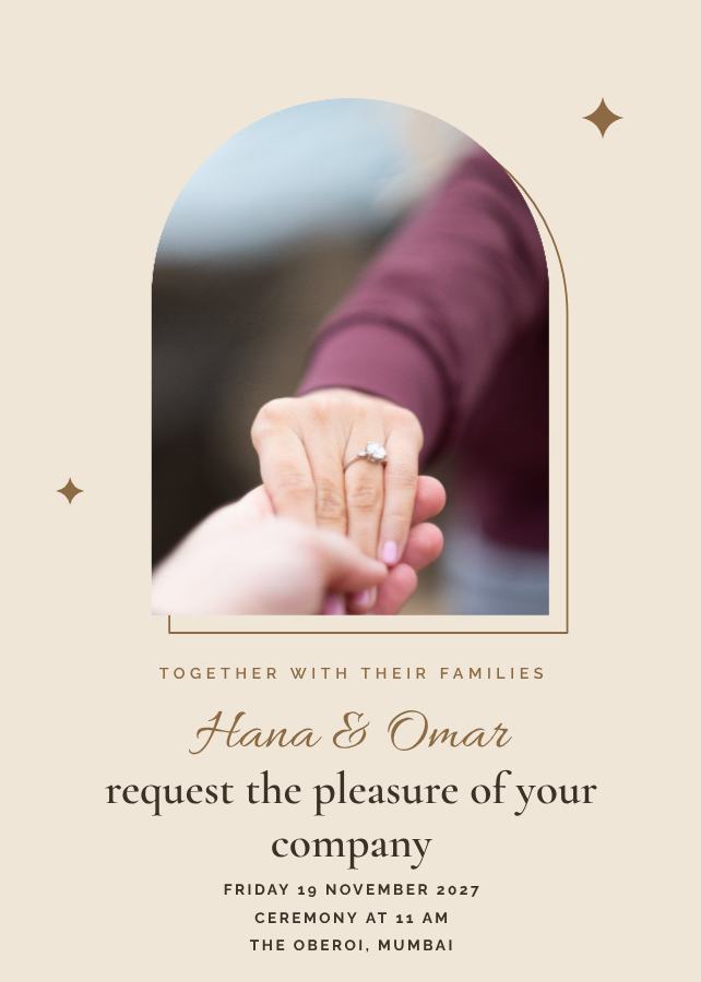 Sand Frame Hana and Omar Wedding Invitation — editable wedding template