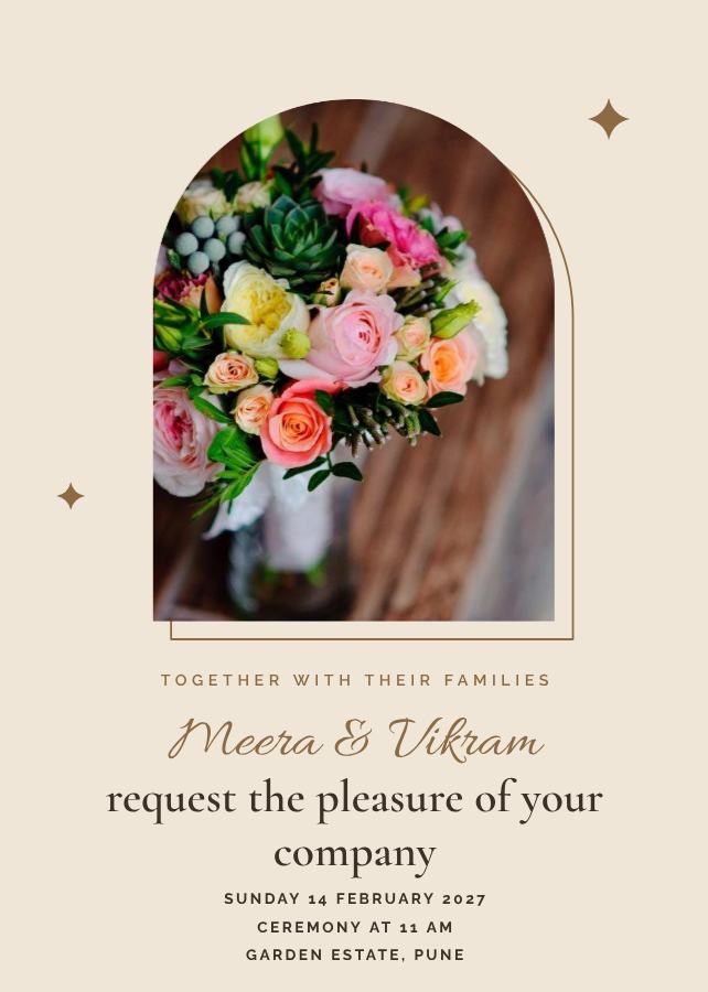 Sand Frame Meera and Vikram Wedding Invitation — editable wedding template