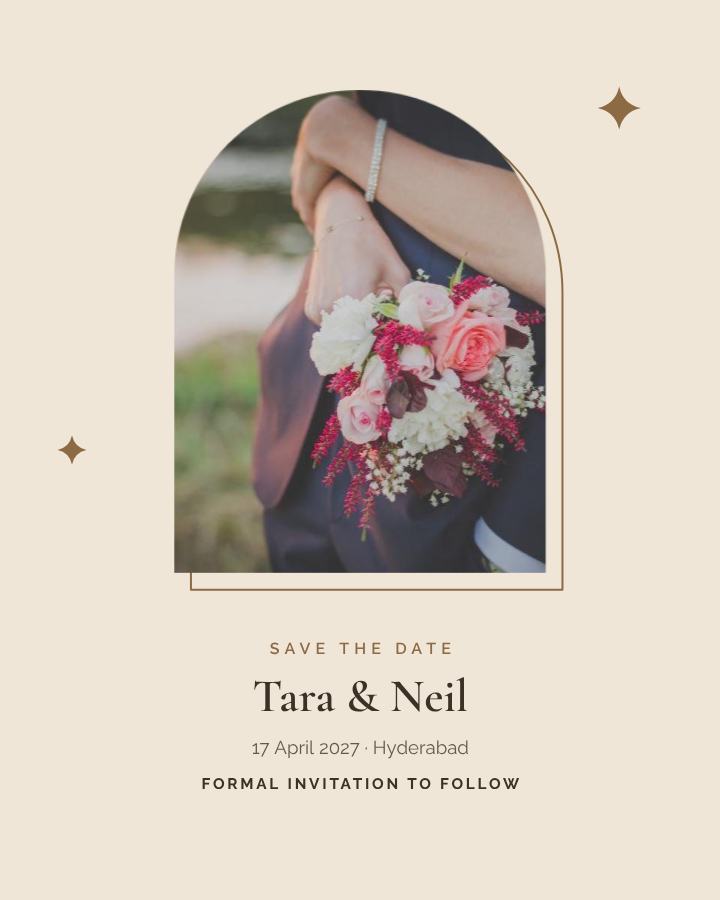 Sand Frame Tara and Neil Save the Date — editable wedding template