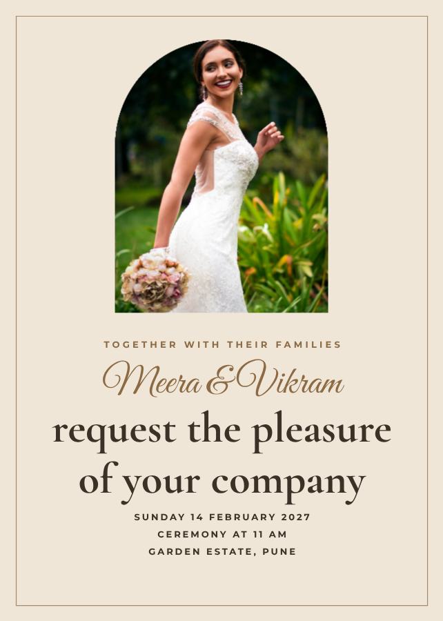 Sand Framed Meera and Vikram Wedding Invitation — editable wedding template
