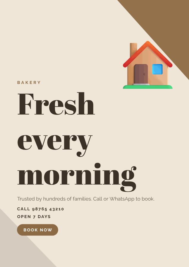Sand Fresh every morning Bakery Flyer Info — editable business template