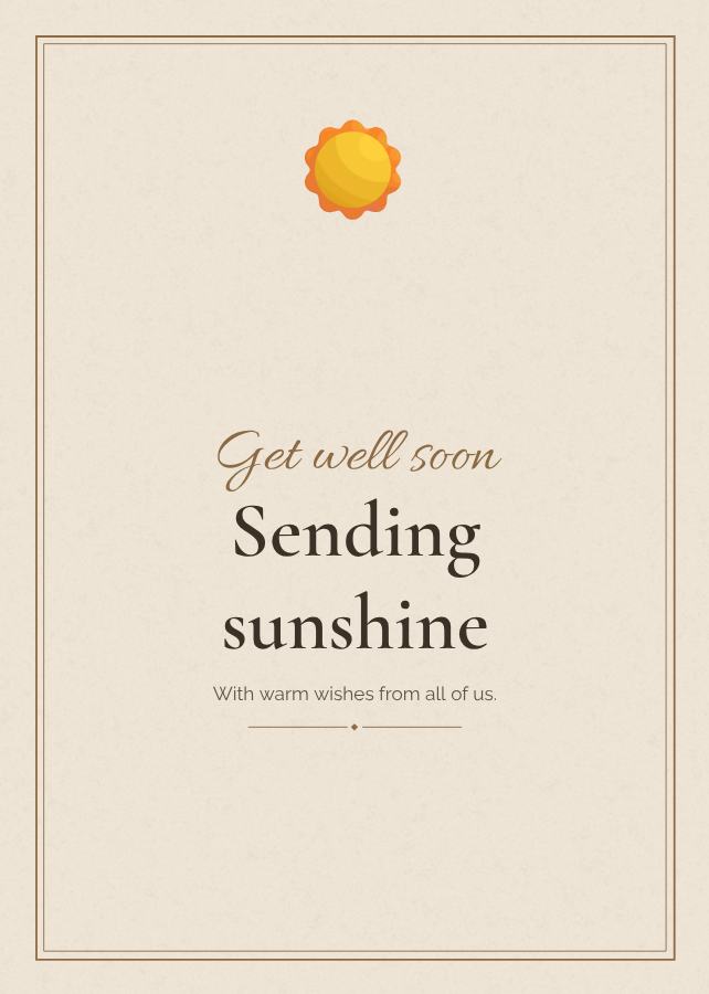 Sand Get well soon sending sunshine Card IV — editable cards template