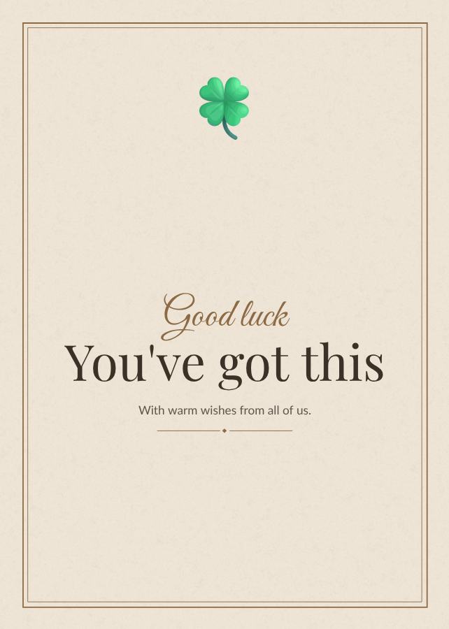 Sand Good luck you've got this Card II — editable cards template