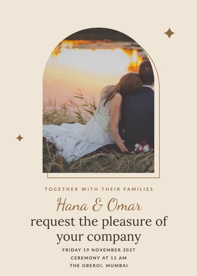 Sand Hana and Omar Wedding Invitation — editable wedding template