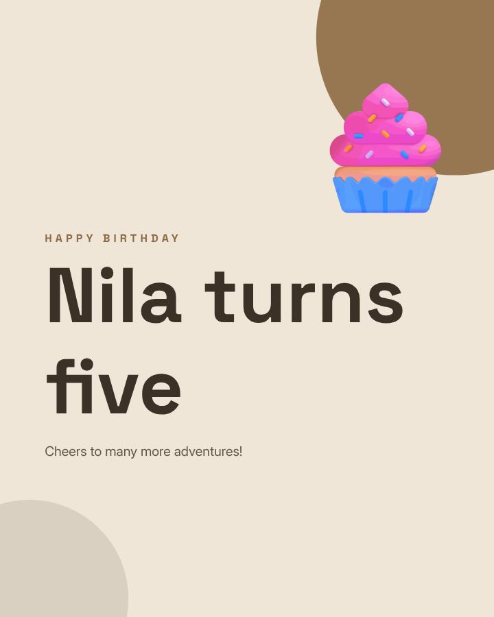 Sand Happy Five Nila Birthday Post — editable birthday template