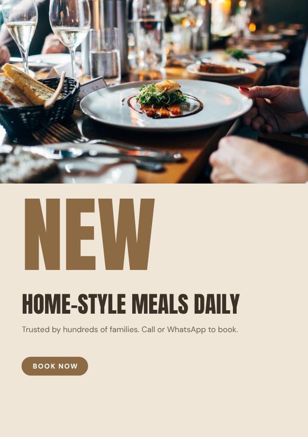 Sand Home-style meals daily Tiffin service Flyer Simple — editable business template