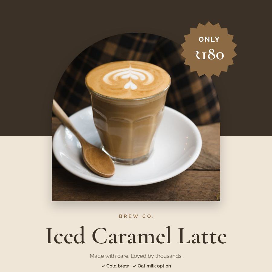 Sand Iced Caramel Latte Product Ad — editable marketing template