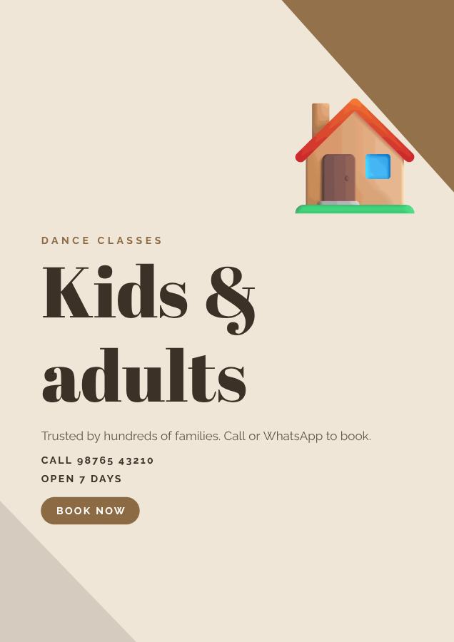 Sand Kids & adults Dance classes Flyer Info — editable business template