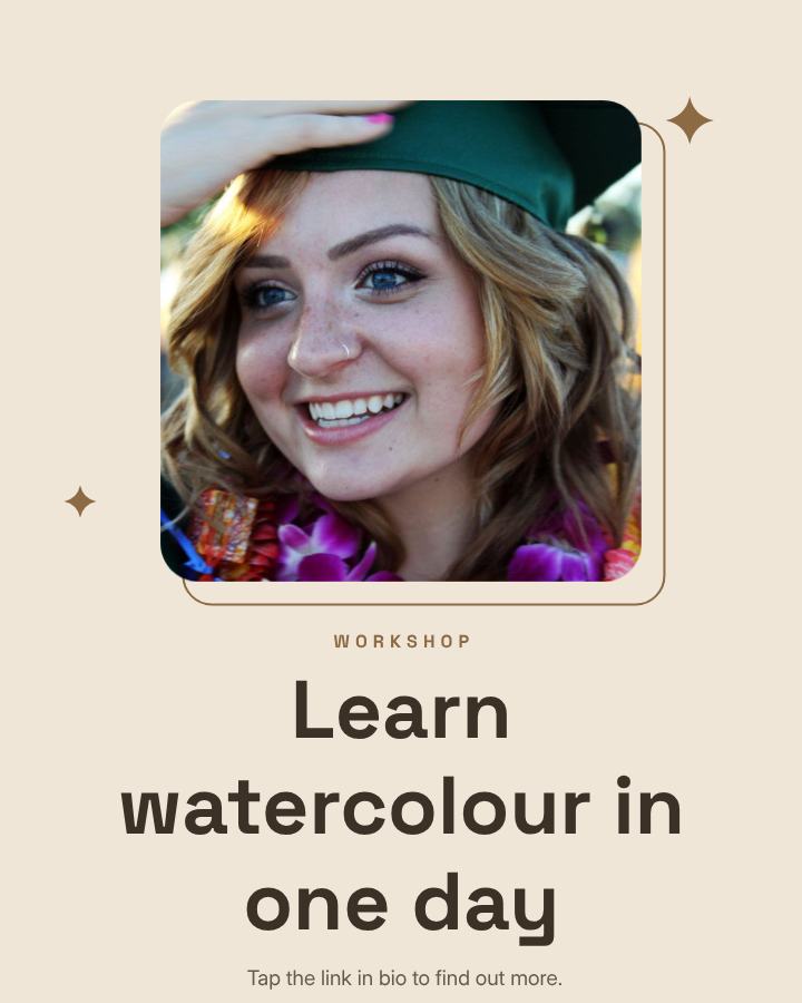 Sand Learn watercolour in one day Announcement Post — editable social media template