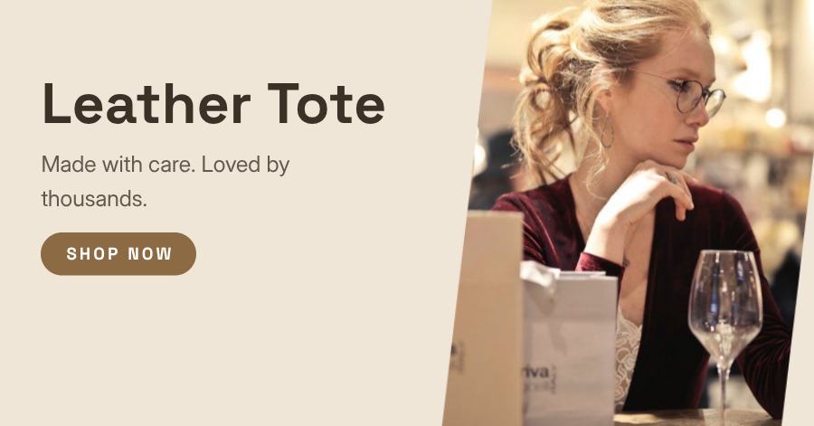 Sand Leather Tote Product Ad — editable marketing template