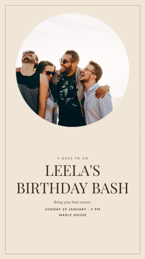 Sand Leela Birthday Bash Story — editable birthday template
