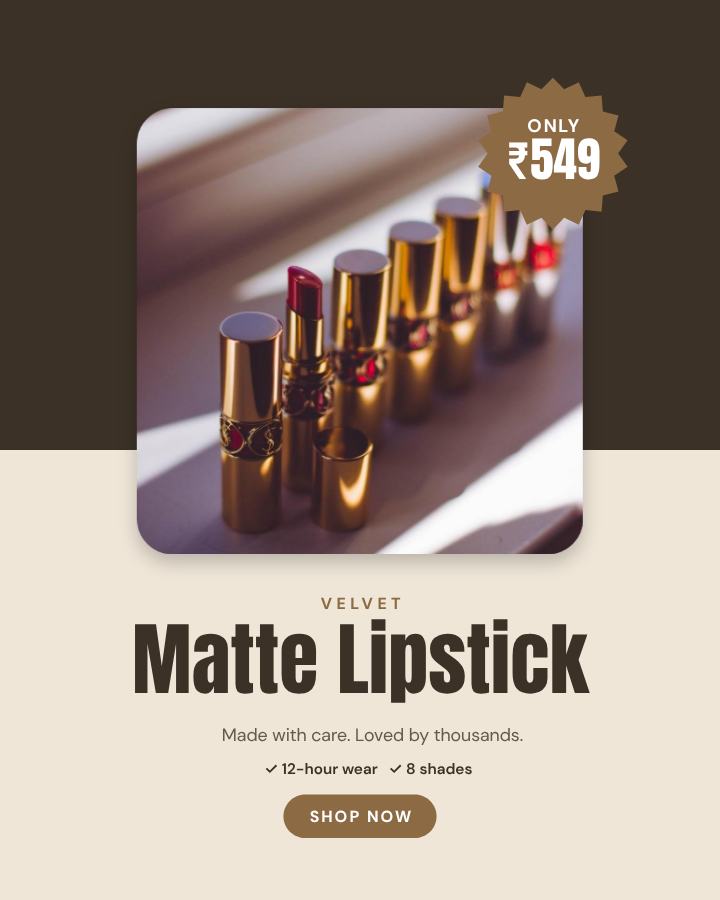 Sand Matte Lipstick Product Ad — editable marketing template