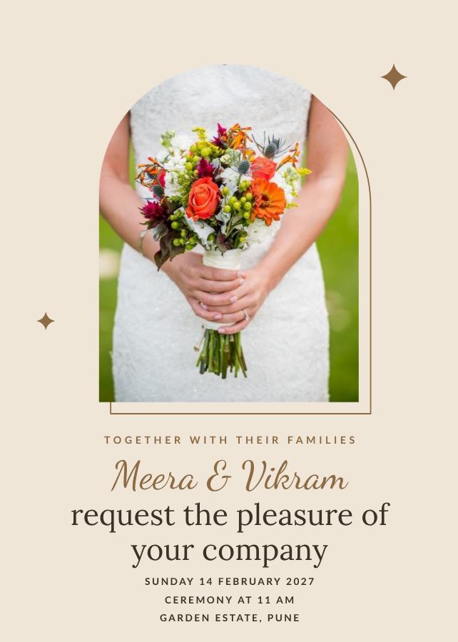 Sand Meera and Vikram Wedding Invitation — editable wedding template